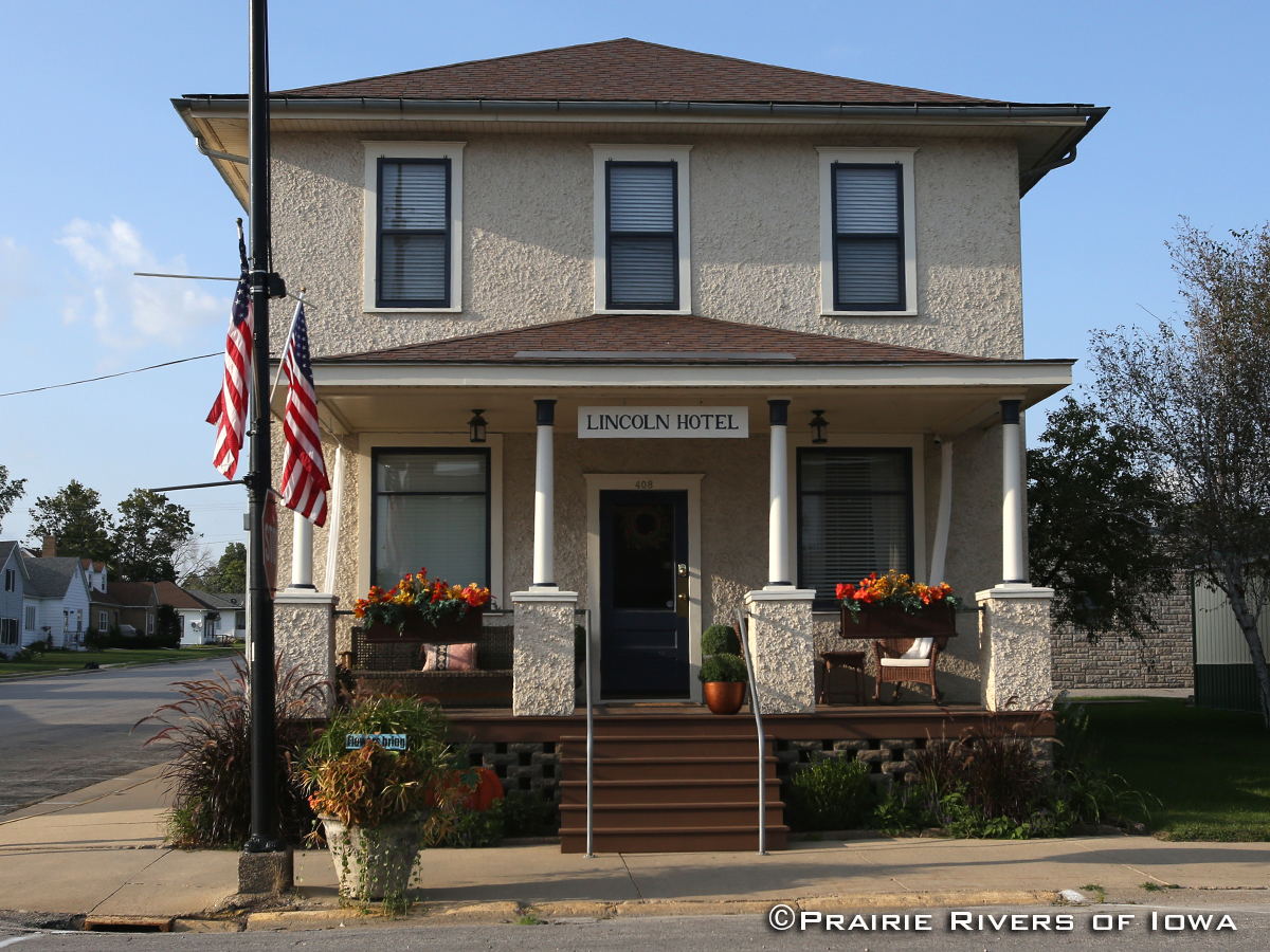 The Lincoln Hotel in Lowden, Iowa as it stands today.