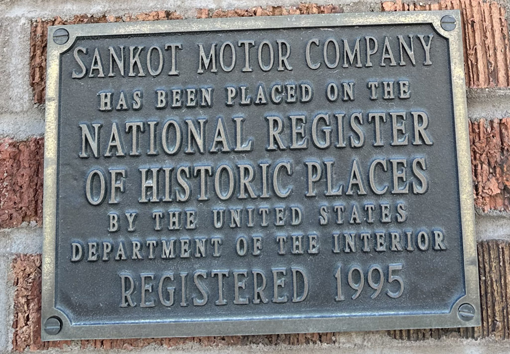 Sankot Garage National Register of Historic Places Plaque