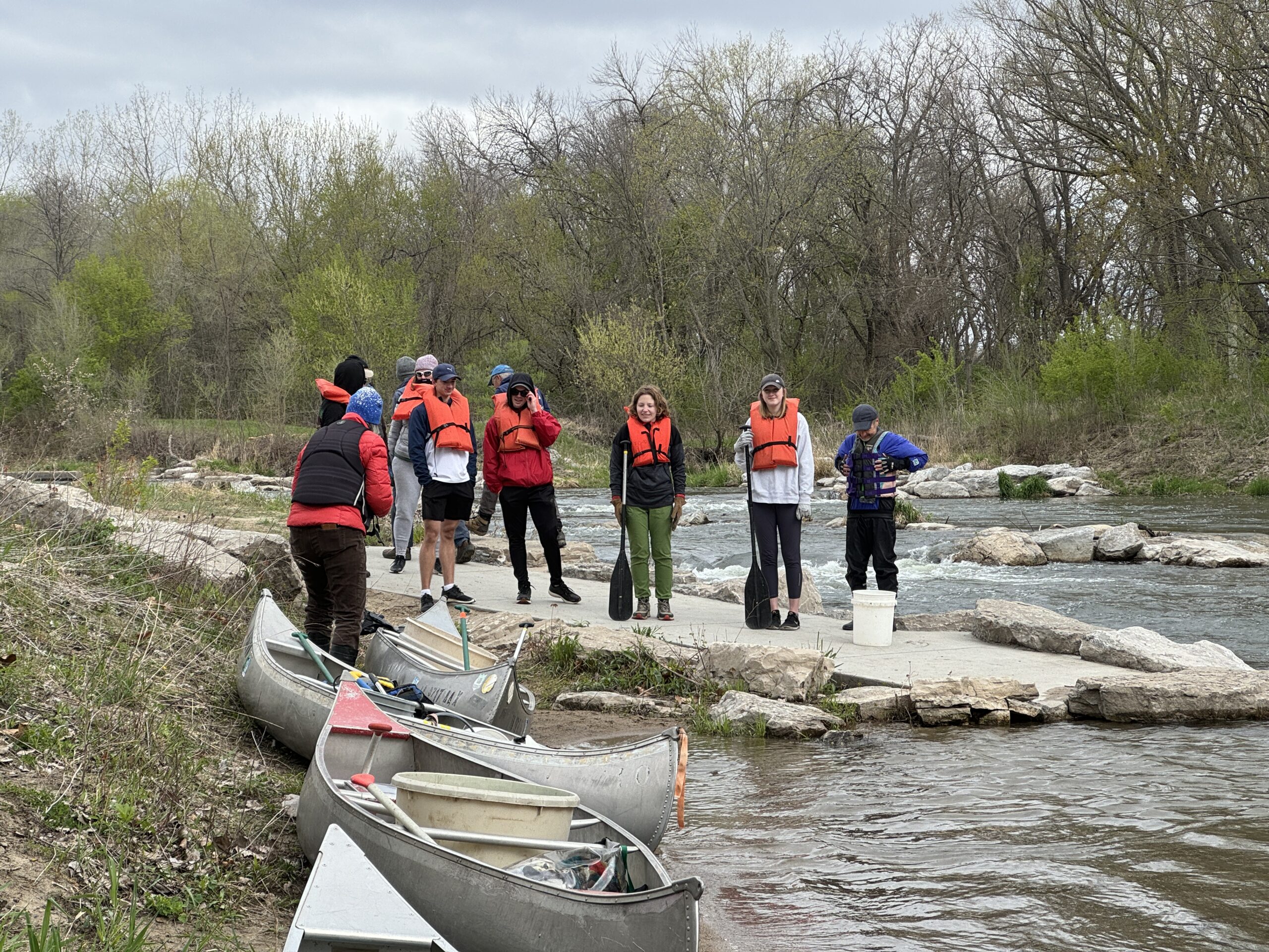 Volunteers launched canoes at N. River Valley Park in Ames (credit: Liz Calhoun)