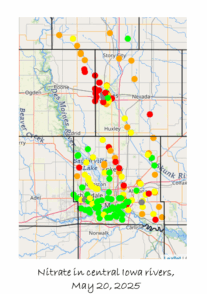 Map of nitrate in central Iowa streams