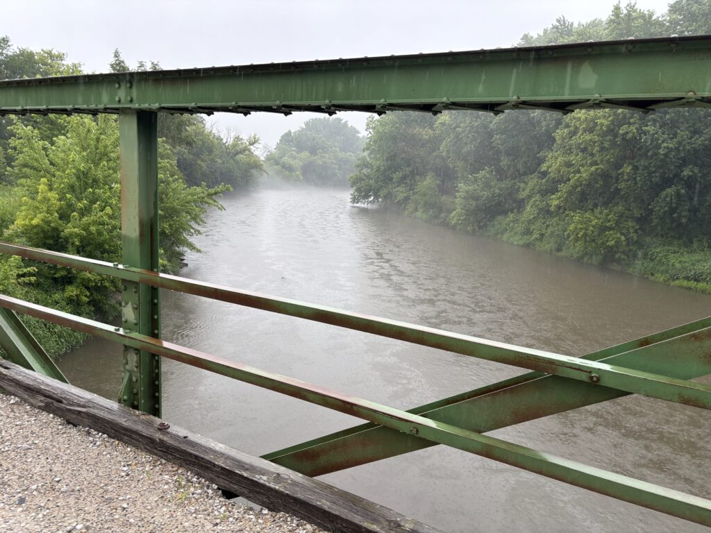 Rain falls on the South Skunk River