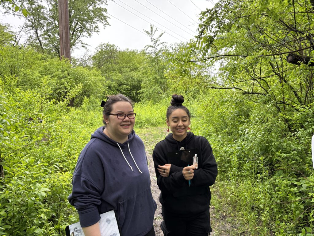 Ames High students test chloride in a tributary of Ioway Creek