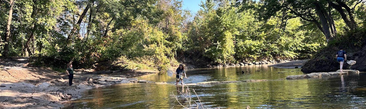 Ames High School students catching invertebrates in nets Ames High School students catching invertebrates in nets