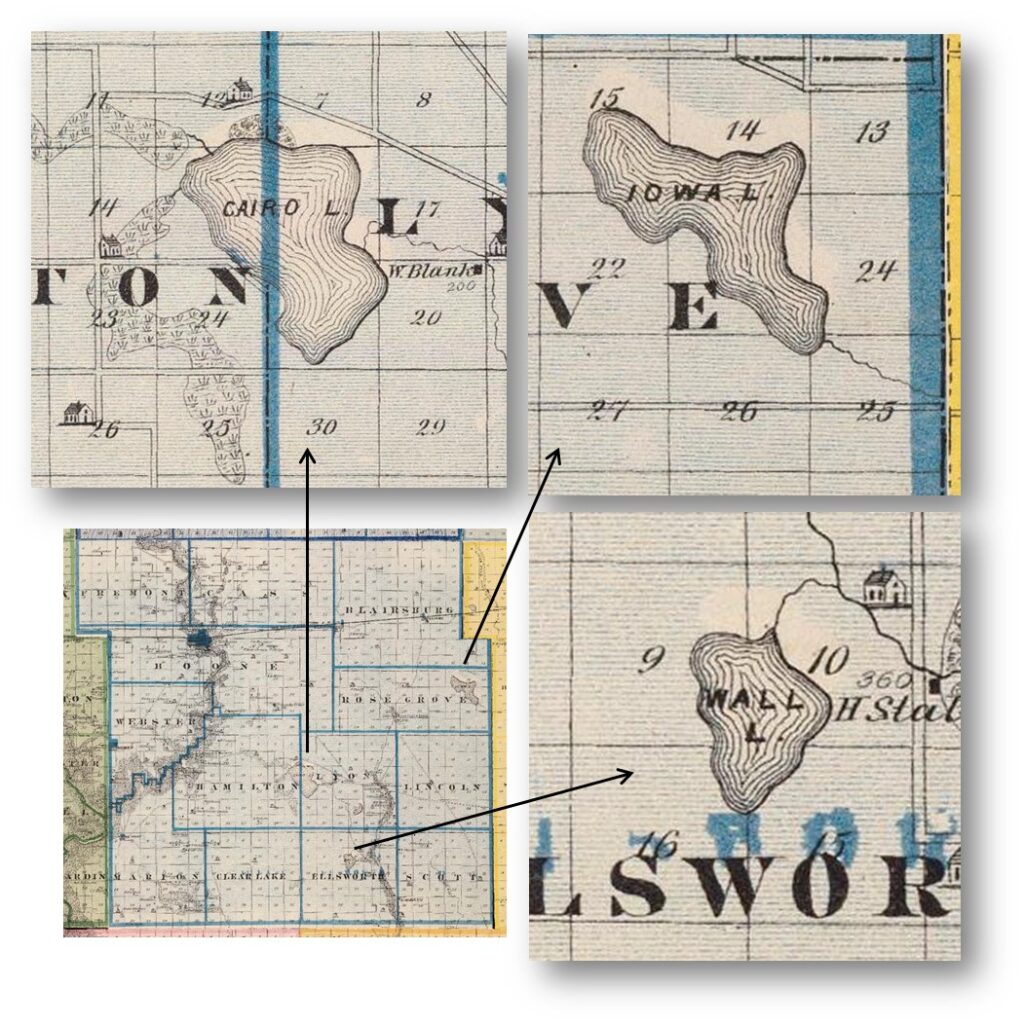 1875 Andreas atlas, showing lakes in Hamilton County